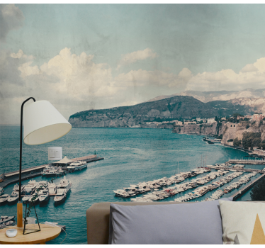 Tapisserie villes et pays vue sur le port côtier - TenStickers