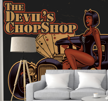Tapisserie vintage atelier de découpe du diable - TenStickers