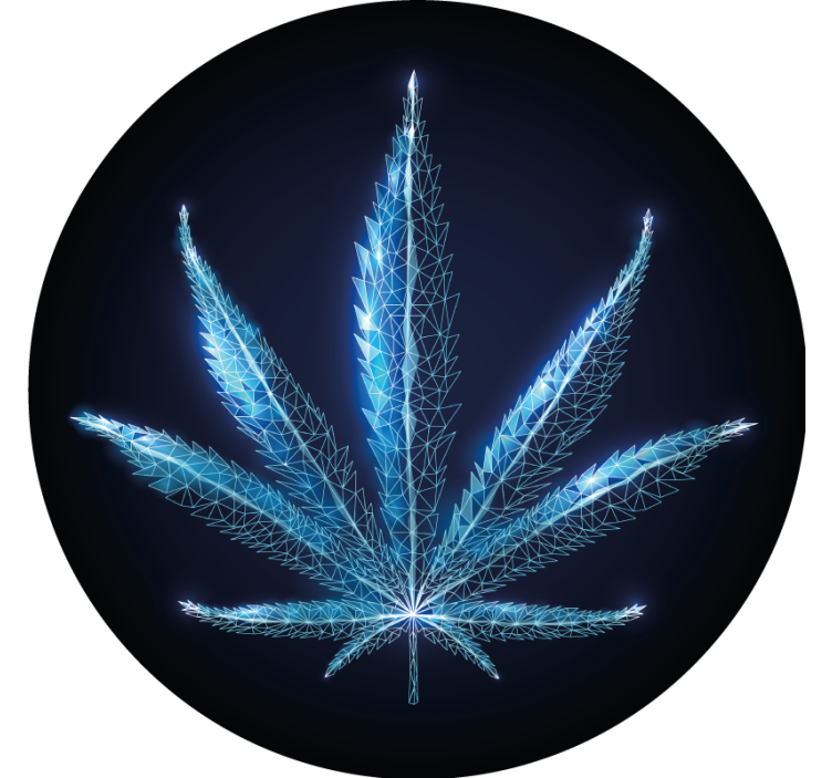 Dessous de verre rond feuille marijuana bleue - TenStickers