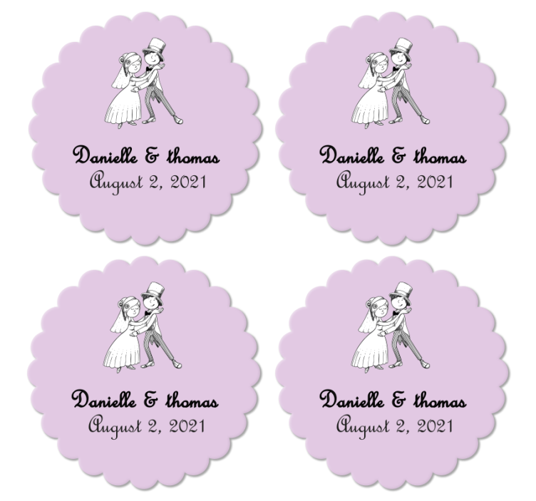 Dessous de verre mariage Fiancés s'embrassant - TenStickers