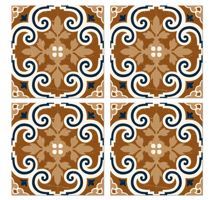 Dessous de verre carreaux style ciment en brun - TenStickers