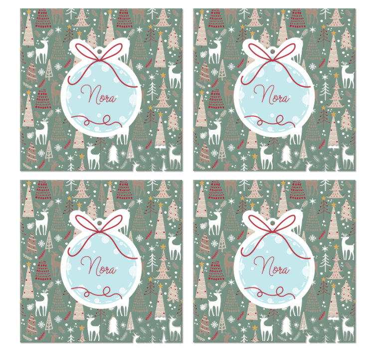 Sous-verre Noël motif forêt personnalisable - TenStickers