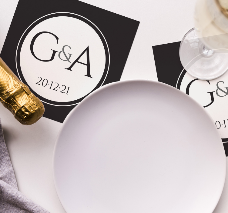 Dessous de verre de mariage classique personnalisé - TenStickers