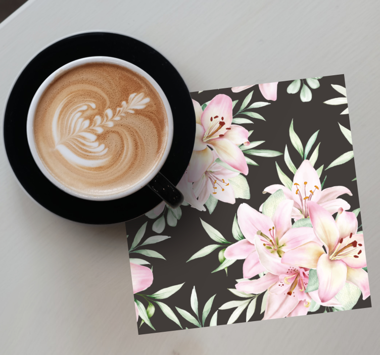 Sous verre bière arrangement botanique avec lys - TenStickers