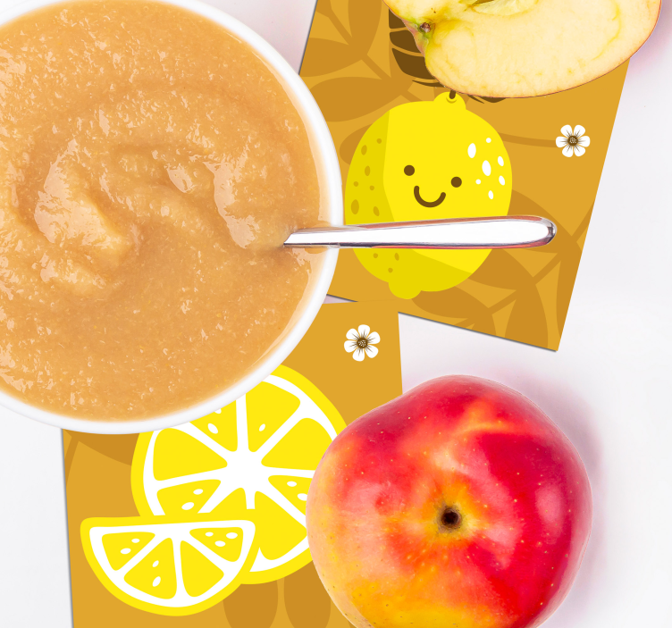 Sous verre bière citron et agrumes joyeux - TenStickers