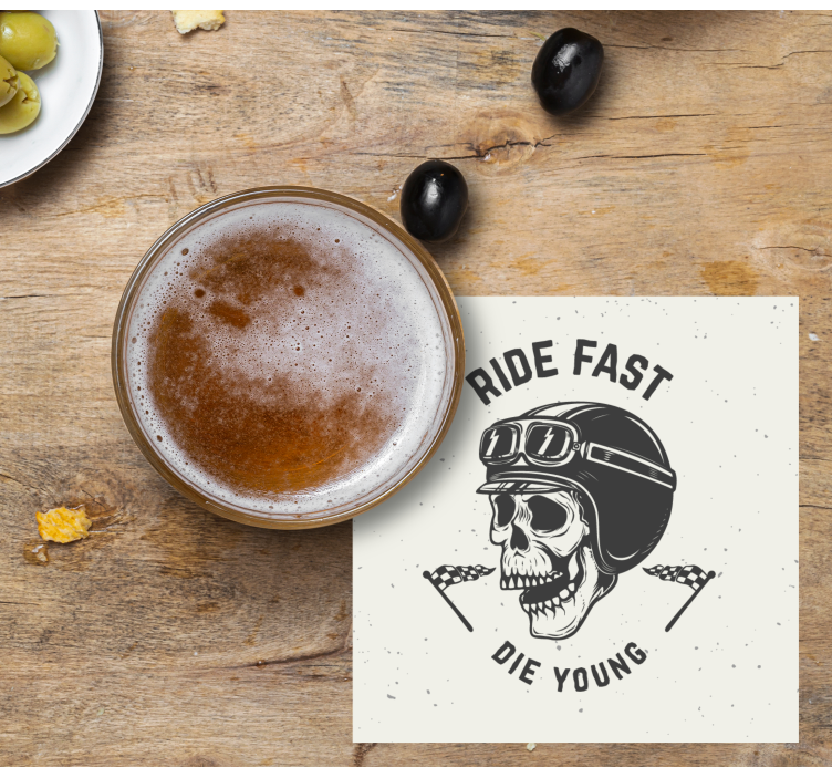 Sous verre bière crâne avec lunettes de course - TenStickers