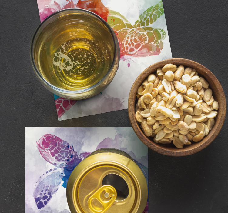 Sous verre bière éclaboussures de tortue colorées - TenStickers