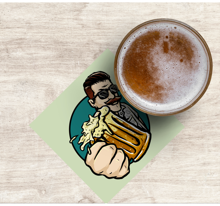 Sous verre bière homme moustachu avec chope - TenStickers