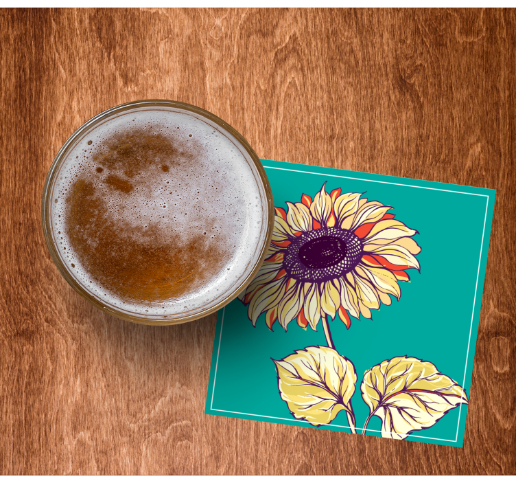 Sous verre bière illustration de tournesol vibrant - TenStickers
