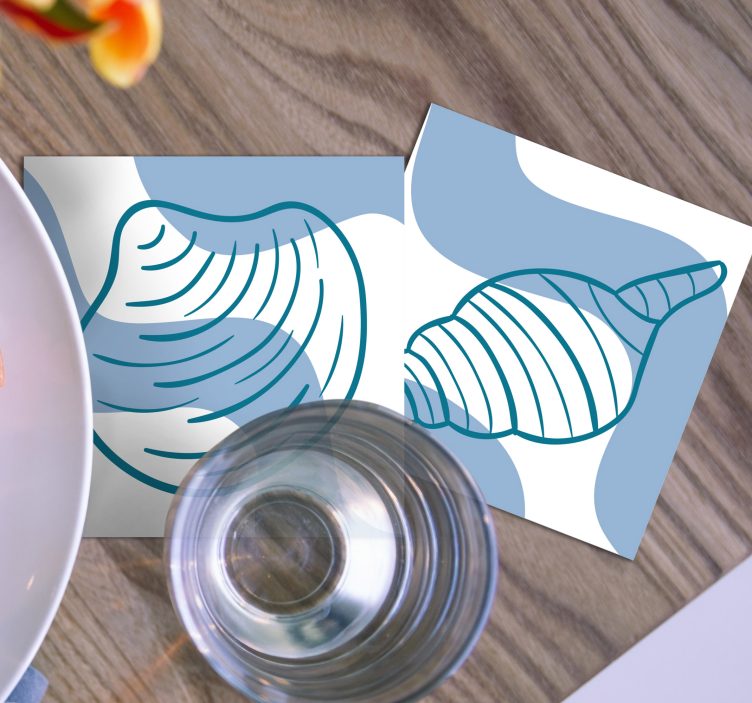 Sous verre bière illustrations de coquillages stylisées - TenStickers