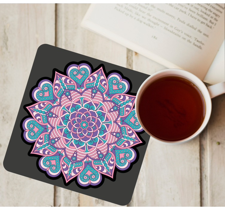 Sous verre bière mandala de cœurs colorés - TenStickers