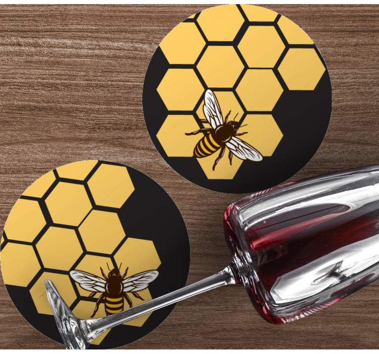 Sous verre bière motif abeille et alvéole - TenStickers