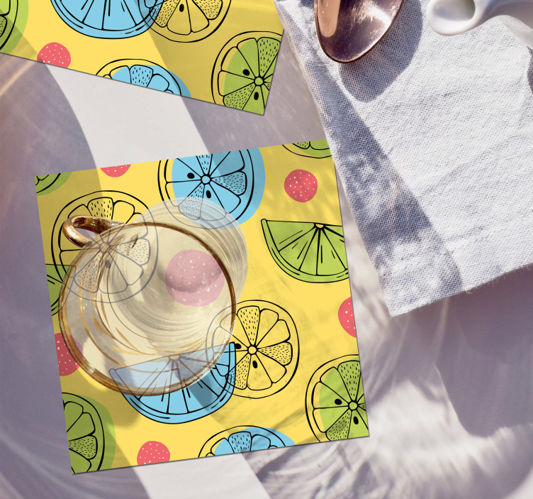 Sous verre bière motif agrumes colorés - TenStickers