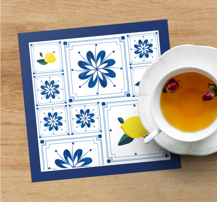 Sous verre carreaux motif floral citron - TenStickers