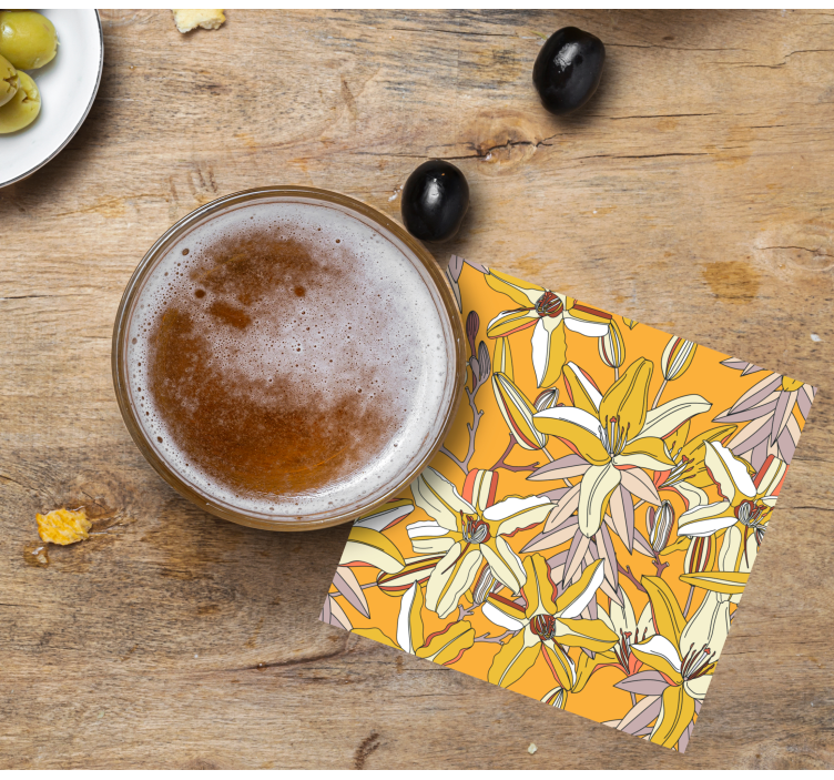 Sous verre bière motif floral vibrant - TenStickers
