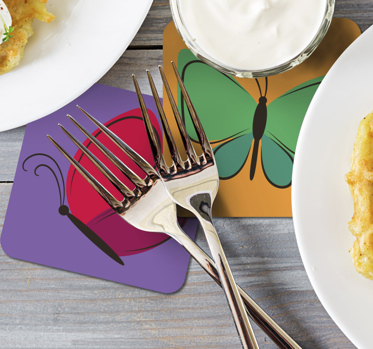 Sous verre bière motifs de papillons colorés - TenStickers