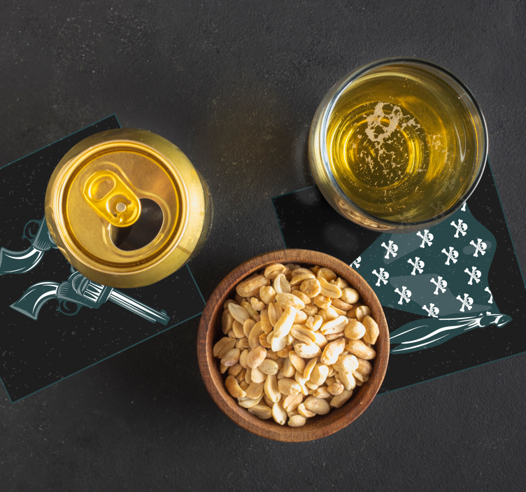 Sous verre bière revolvers croisés et bandana - TenStickers