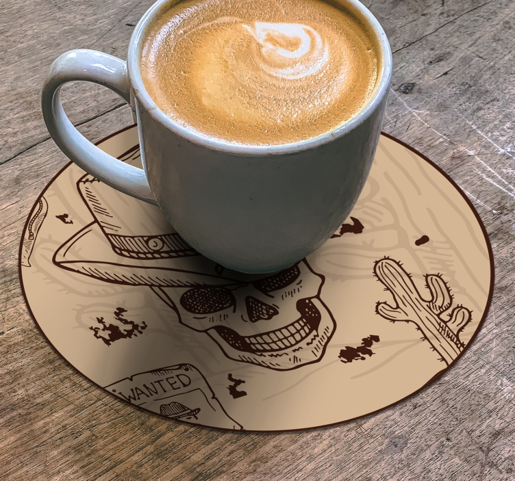 Sous verre bière tête de mort avec chapeau de cowboy - TenStickers