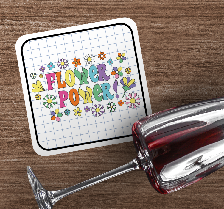 Sous verre bière typographie florale colorée - TenStickers