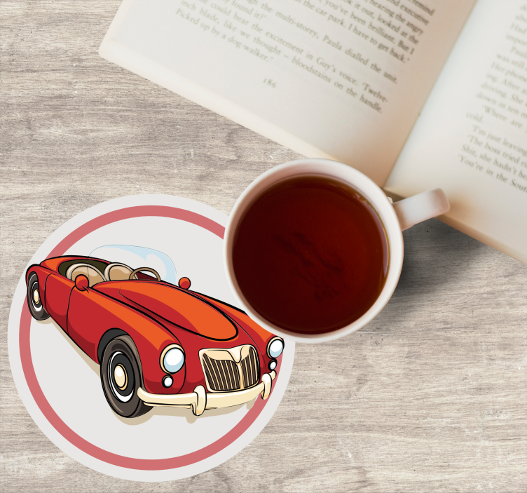 Sous verre bière voiture de sport rouge vintage - TenStickers