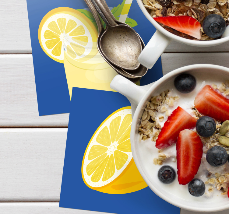 Sous verre carreaux boisson citron rafraîchissante - TenStickers