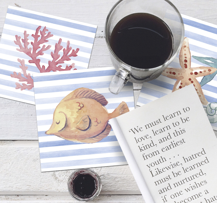 Sous verre carreaux créatures marines - TenStickers