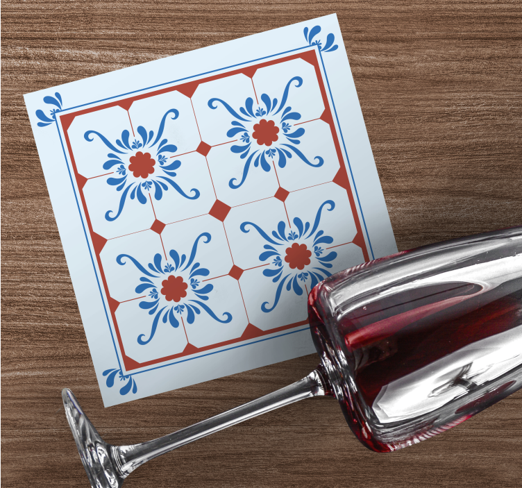 Sous verre carreaux motif floral décoratif - TenStickers