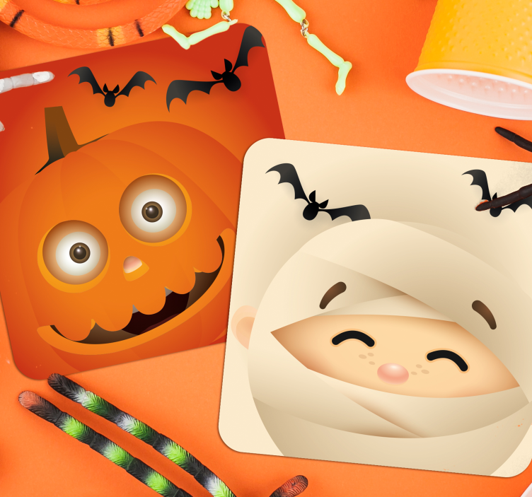 Sous verre halloween citrouille joyeuse et momie - TenStickers