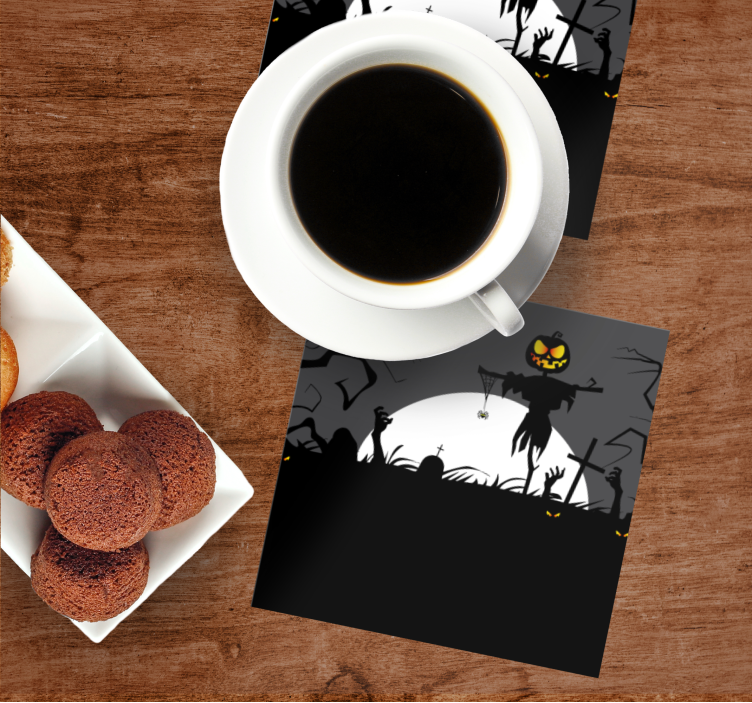 Sous verre halloween Épouvantail avec citrouille - TenStickers