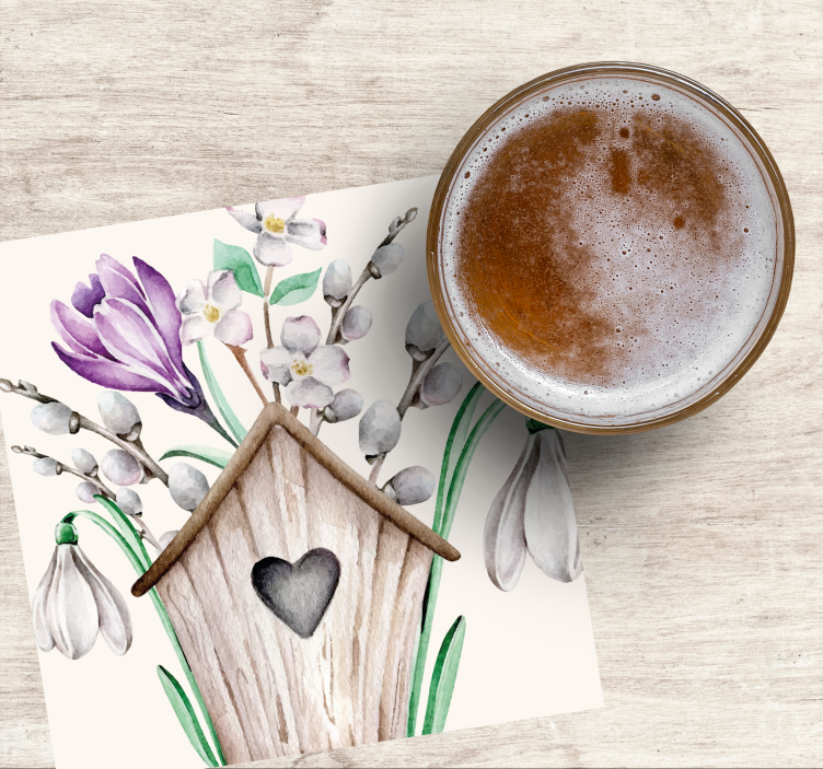 Sous verre mariage arrangement floral en maison en bois - TenStickers