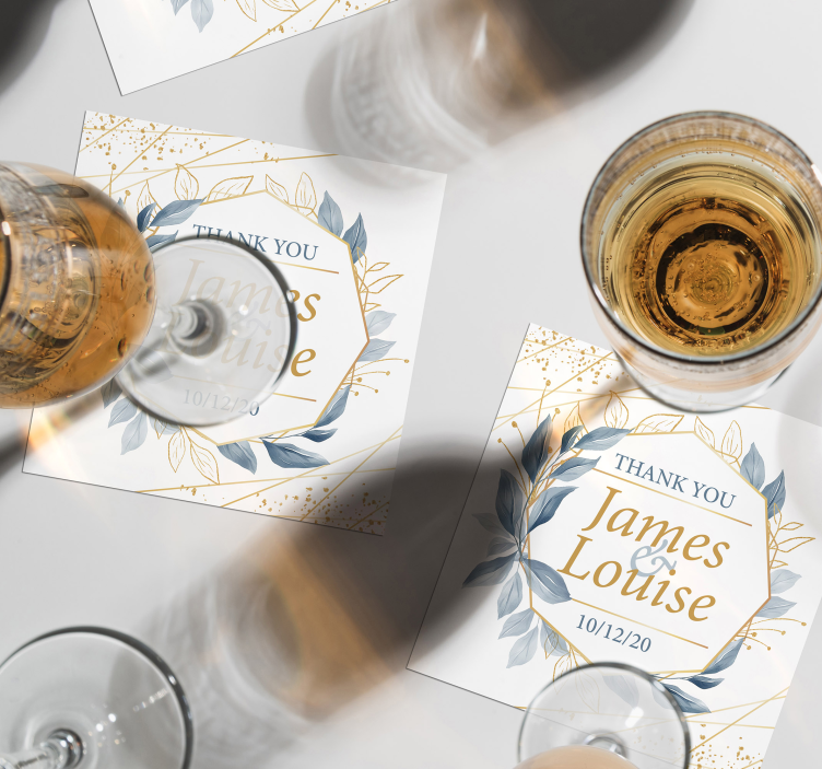 Sous verre mariage cartes de remerciement florales élégantes - TenStickers