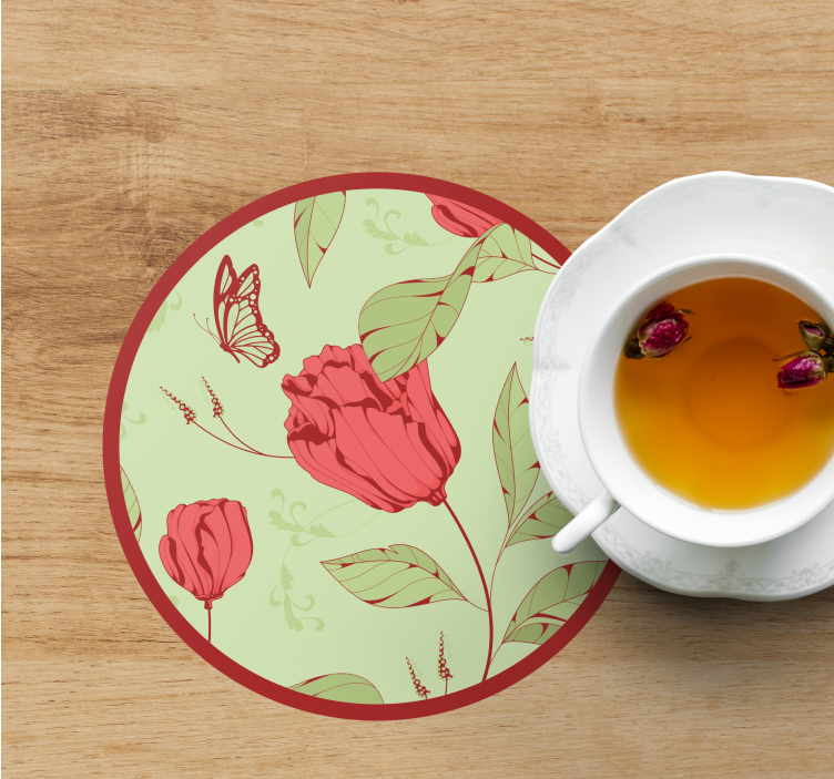 Sous verre moderne motif floral avec papillon - TenStickers