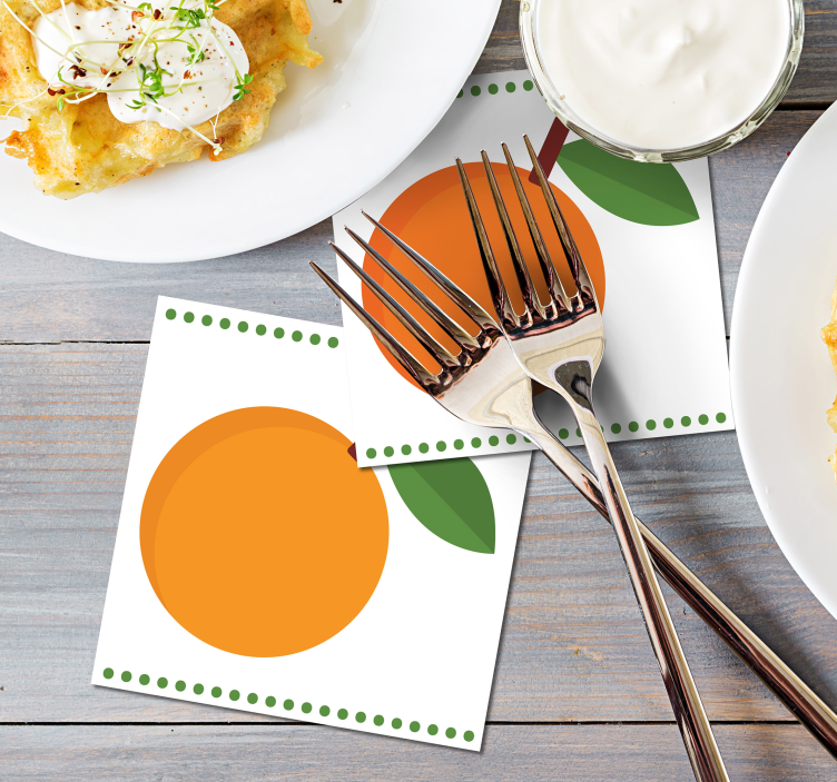 Sous verre moderne orange avec feuille - TenStickers