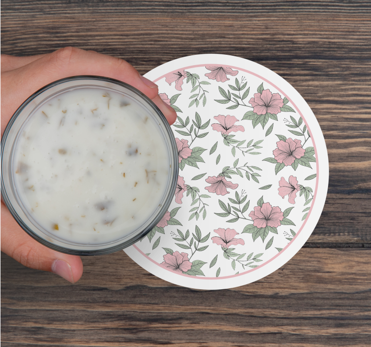 Sous verre motif floral rond - TenStickers