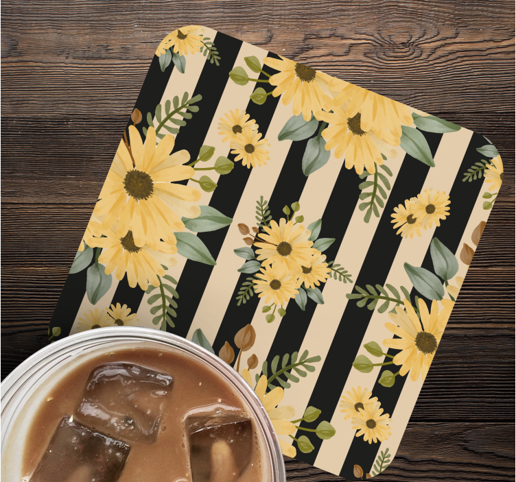 Sous verre motif rayé floral - TenStickers