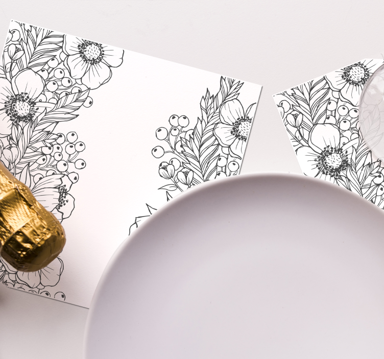 Sous verre motifs floraux en contour - TenStickers