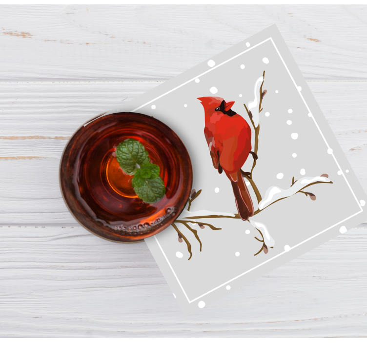 Sous verre noël cardinal sur branche enneigée - TenStickers