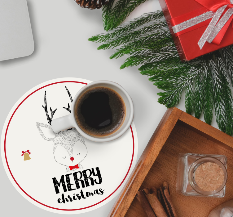 Sous verre noël renne avec cloches - TenStickers