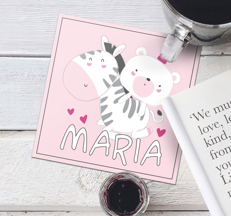 Sous verre personnalisable duo d'ours et zèbre mignon - TenStickers