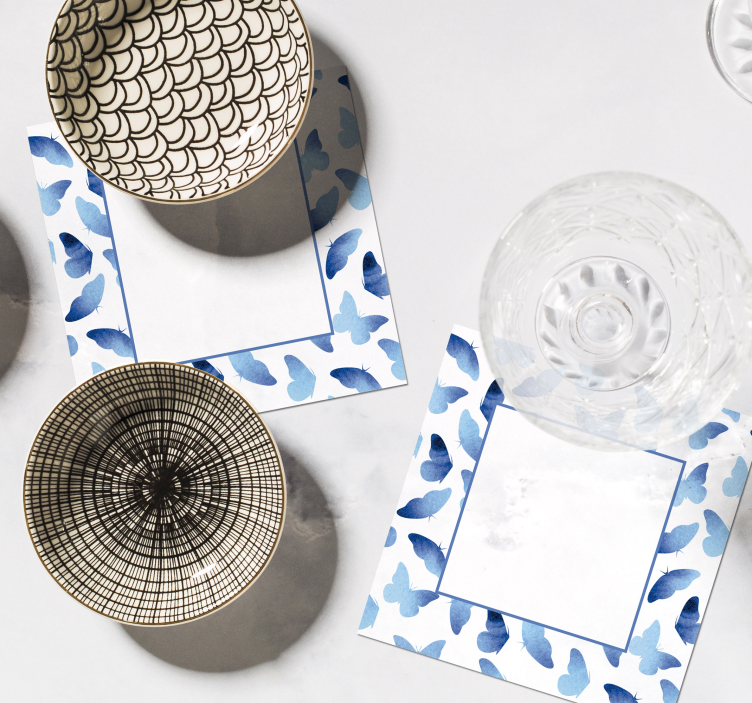 Sous verre personnalisable motif papillon cadres bleus - TenStickers