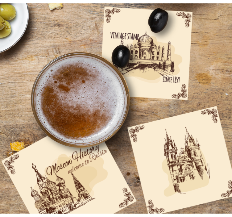 Sous verre vintage illustrations de monuments historiques - TenStickers
