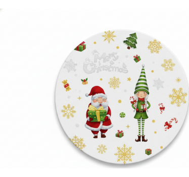 Sous verre noël père noël avec l'elfe - TenStickers