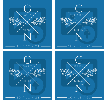 Sous verre mariage initiales personnalisées du couple - TenStickers