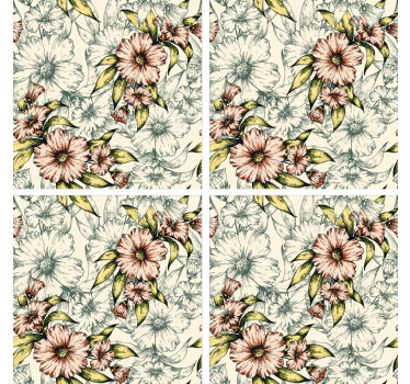 Sous verre art de motif floral - TenStickers