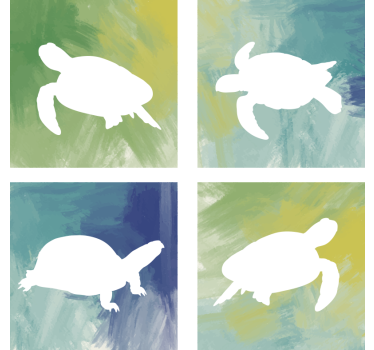 Sous verre bière silhouettes de tortues colorées - TenStickers