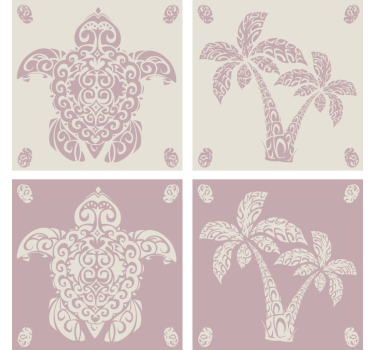 Sous verre bière motifs élégants de feuilles de palmier - TenStickers