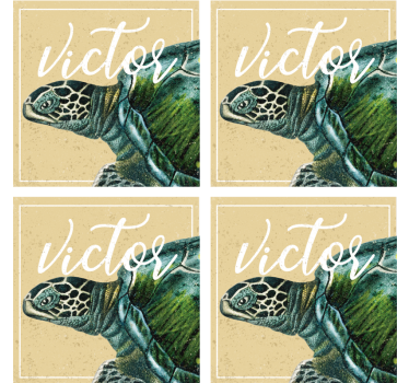 Sous verre personnalisable illustration de tortue avec nom - TenStickers