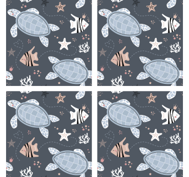 Sous verre bière motif créatures marines - TenStickers