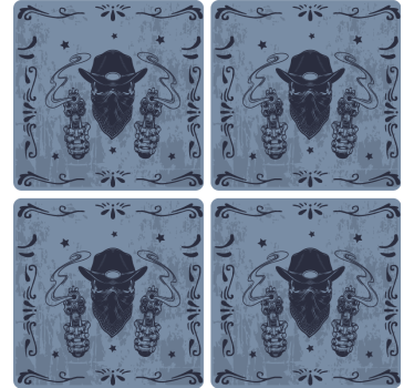 Sous verre bière cowboy avec deux pistolets - TenStickers