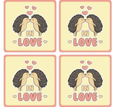 Sous verre moderne hérissons s'embrassant avec cœurs - TenStickers